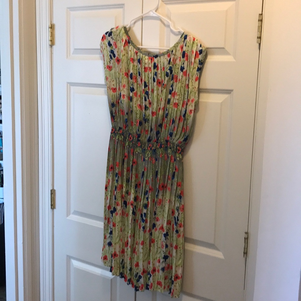 Baraschi gathered waist pleated floral dress